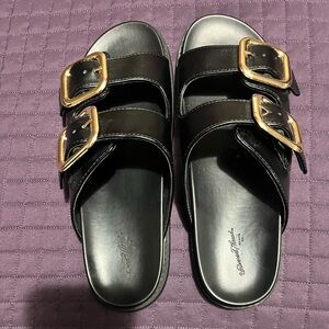 Universal Thread Sz. 11 Collin Double Buckle Footbed Sandals - Faux Leather